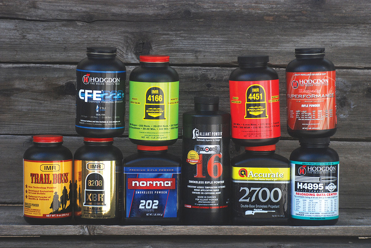 Ten different powders were used in the loads tested, including several of the new copper-fouling reducing and temperature-stabilized powders. IMR-4166 and Reloder 16 were top performers.